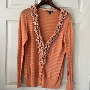 Banana Republic Size Large Ruffled Orange Cardigan